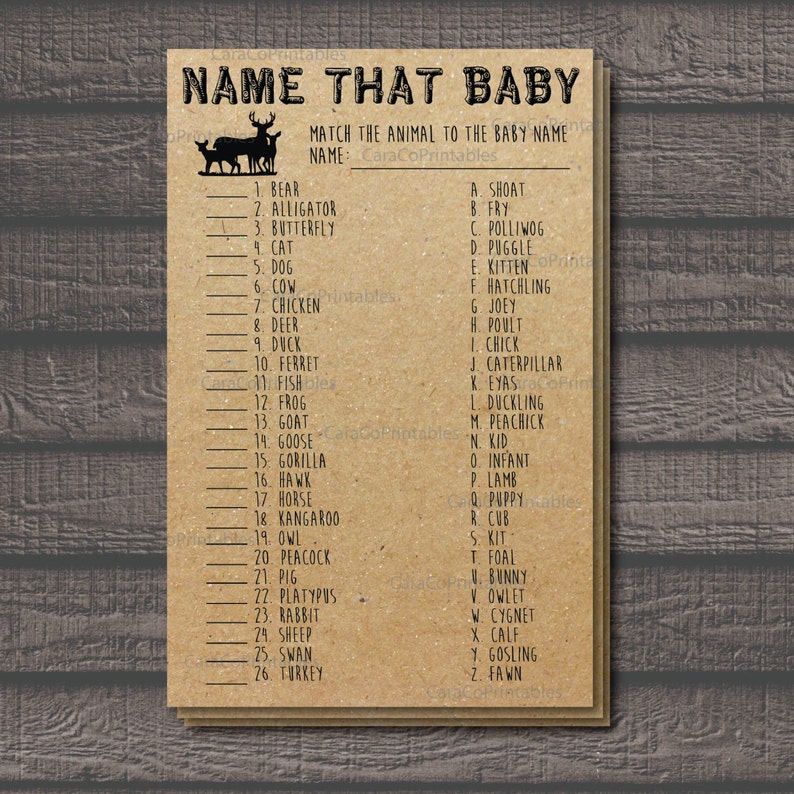 Name That Baby Baby Shower Baby Animals Matching Game Etsy Name That Baby Baby Shower Baby Animals Matching Game Etsy