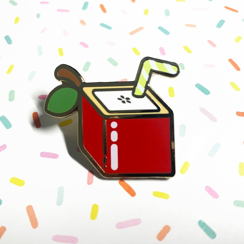 Juice Box Hard Enamel Gold Pin Lemon Watermelon Apple Etsy