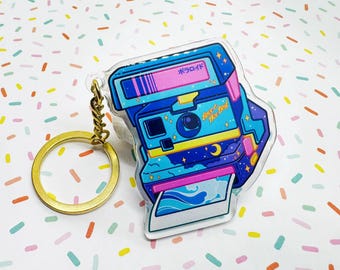 Great Wave Vintage Polaroid Camera Keycharm