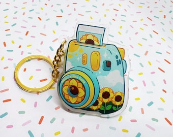 Sunflower Vintage Polaroid Camera Keycharm