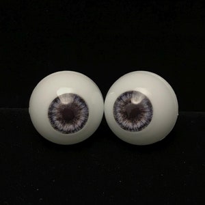Pair of full round BLUE GRAY acrylic human eyes 26mm//grey iris//acrylic realistic human eyes//acrylic natural human eyes//anatomical eyes