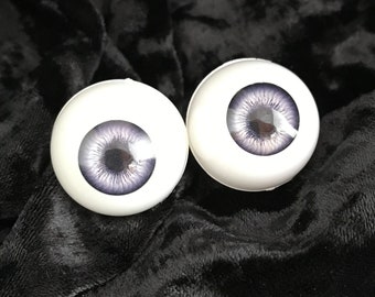 Pair of full round LIGHT VIOLET acrylic human eyes // violet-blue iris// acrylic realistic human eyes // natural human eyes//anatomical eyes