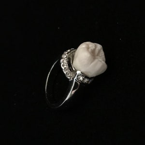 Real human tooth ring//real human tooth, vintage silver,rhinestone ring size 7//human teeth jewelry//human tooth jewelry//silver tooth ring