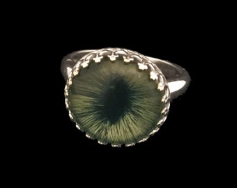 Grüner Katzenauge Ring, Größe 57-7// Cabochon Glasauge Ring//Glasaugen Ring//Augen Ring/Augen Ring//Augen Ring//Augen Ring