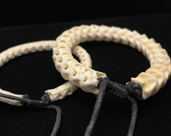Snake Vertebrae Bracelet-white Bone,snake Bracelet//adjustable - Main Image