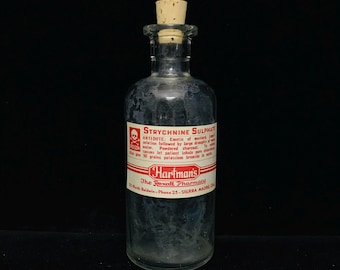 Small,vintage Poison Bottle//vintage Strychnine Poison Bottle