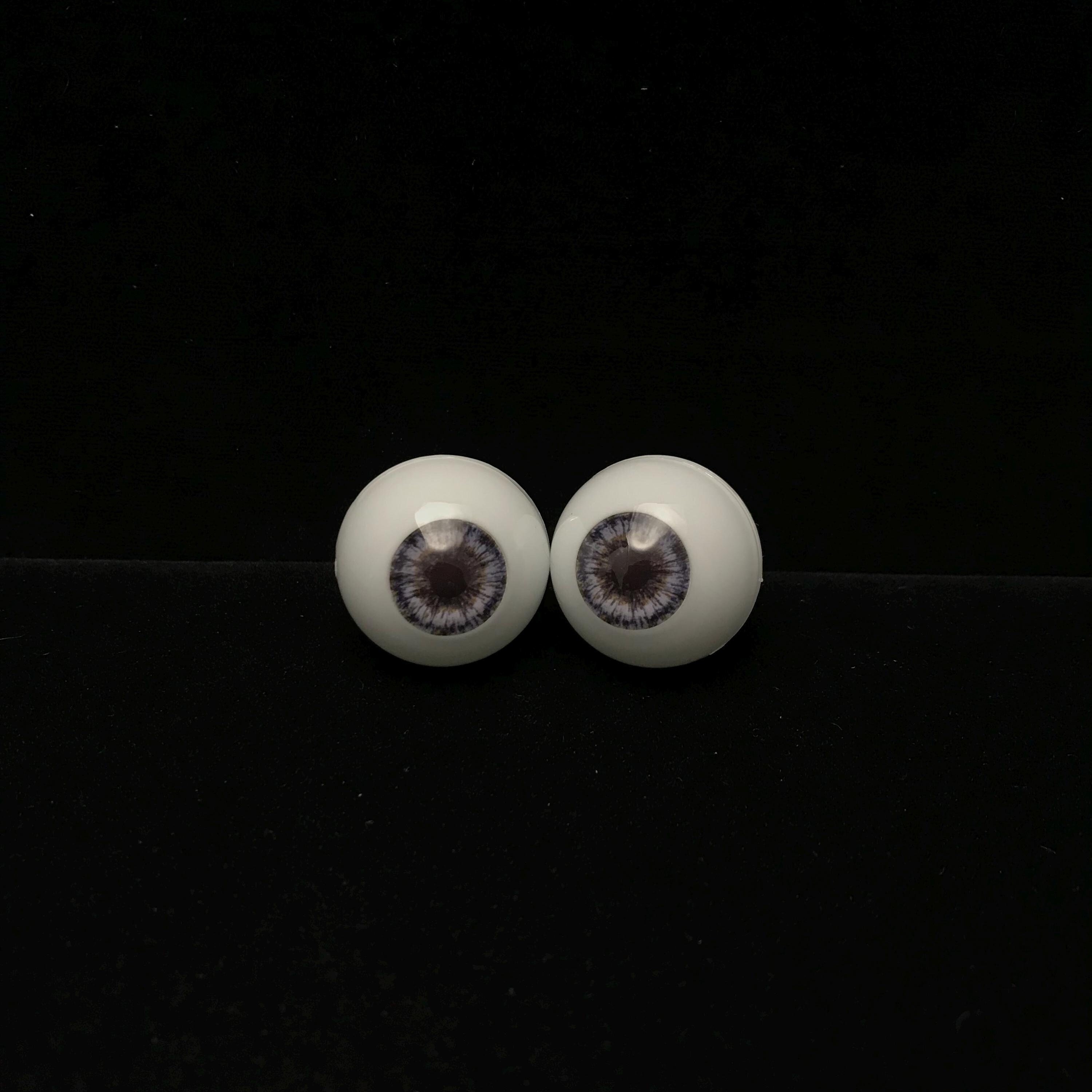 Pair of full round BLUE GRAY acrylic human eyes 26mm//grey iris//acrylic realistic human eyes//acrylic natural human eyes//anatomical eyes