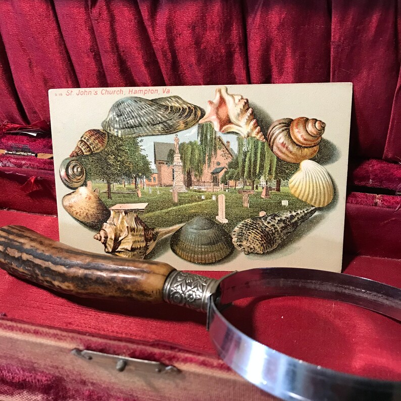 Shell Postcard Vintage Shell Border Postcard//c.1908 Shell Border Postcard,cemetery ...
