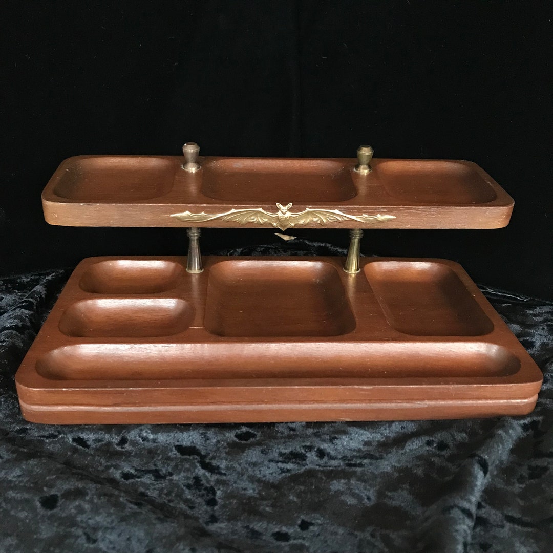 Men's Jewelry Tray With Brass Bat//male Valet Tray W/ Gold Etsy