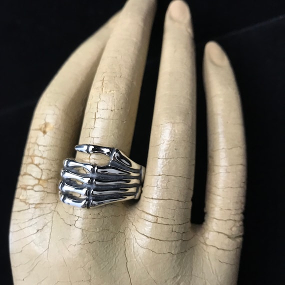 スターリング ボーン リング//男性用ハイド リング