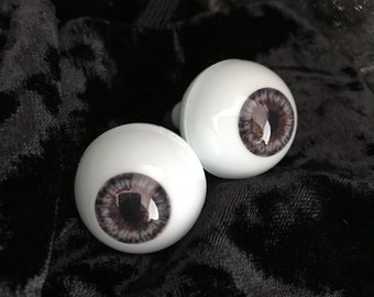 Pair of full round LAVENDER-BLUE acrylic human eyes//purplish iris//acrylic realistic human eyes//acrylic natural human eyes//anatomical eye