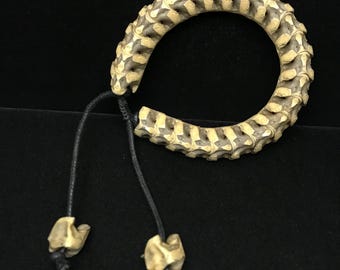 Two-Tone Snake Bone Bracelet, Boa Constrictor Vertebrae Adjustable Bone Jewelry