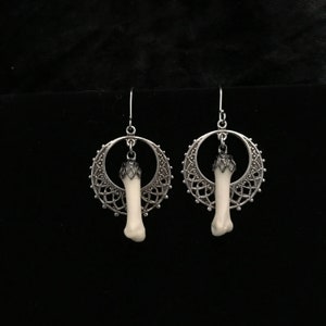 Coyote toe bone earrings//silver animal bone earrings//coyote bone earrings//silver coyote bone earrings//taxidermy earrings//bone earrings