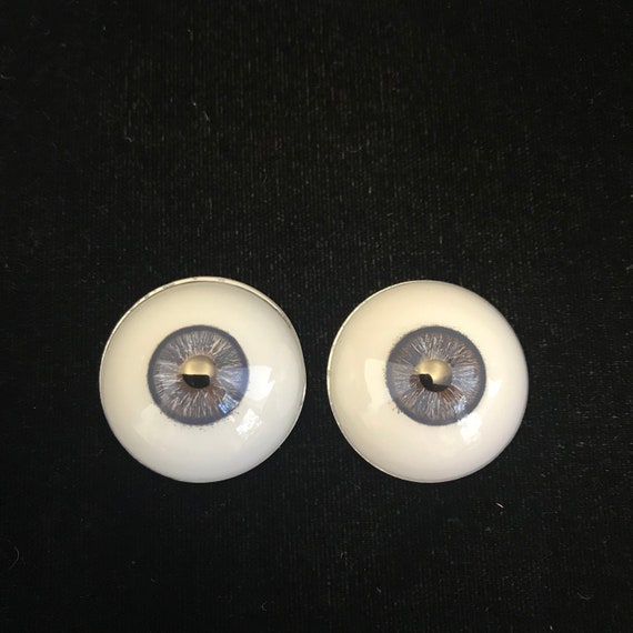Pair of Half Round Dark Blue-Grey Glass Eyes (28mm)