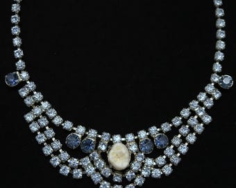 Real human tooth necklace//vintage blue rhinestone human tooth necklace//human teeth choker//human molar necklace//human tooth jewelry