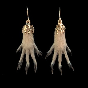 Pair natural squirrel foot earrings-GOLD or BRONZE//squirrel foot earrings//taxidermy earrings//taxidermy jewelry//claw earring//paw earring