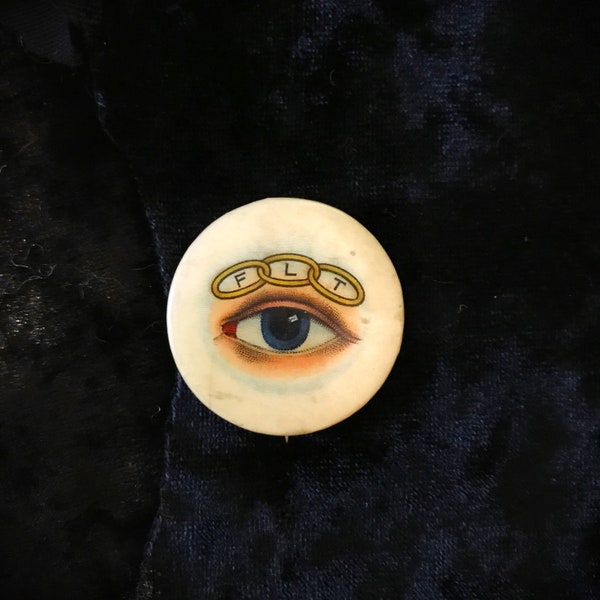 Antique Odd Fellows celluloid badge//vintage eye Odd Fellows button//secret society jewelry// vintage IOOF //Odd Fellow infinity rings