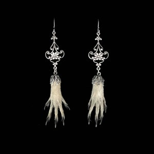 Natural squirrel foot earrings //squirrel foot//3&quot;//taxidermy//taxidermy jewelry//claw earrings//Victorian style//taxidermy earrings