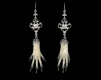 Taxidermy Squirrel Foot Earrings,  Victorian Style