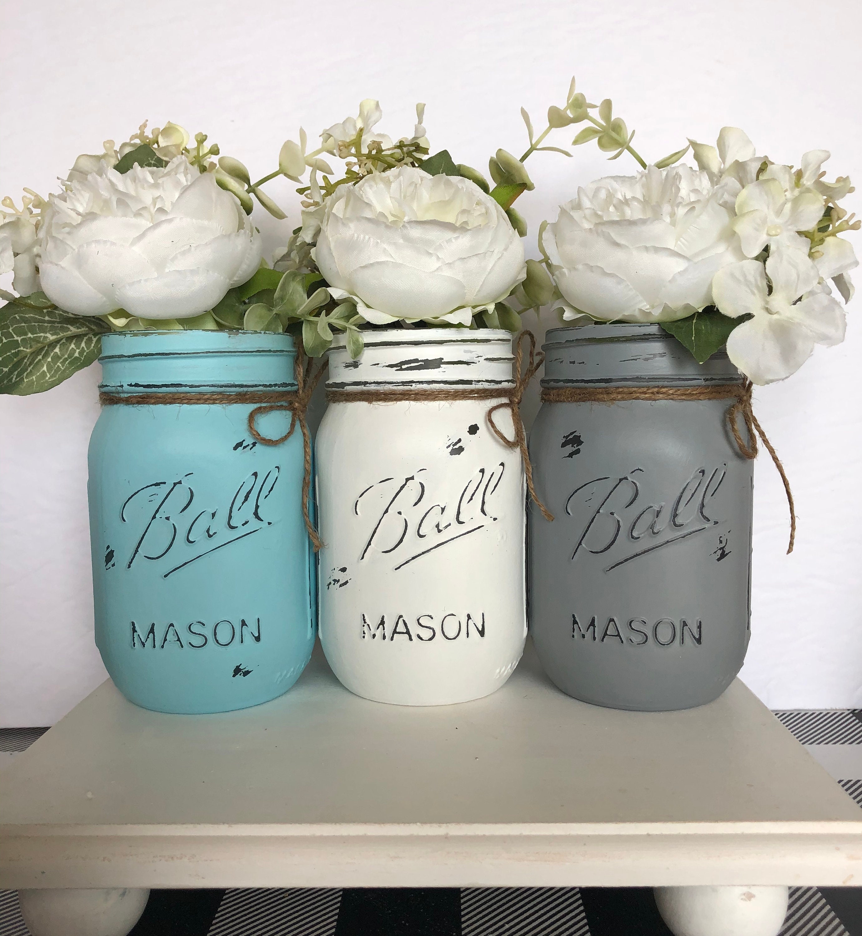 Mason Jar Vase Set Spring Vase Home Decor Country Decor Etsy