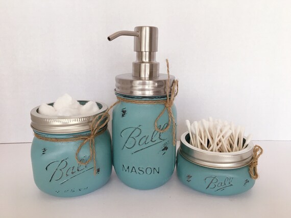 Mason Jar Bathroom Set. Bathroom Decor. Mason Jars. Rustic | Etsy