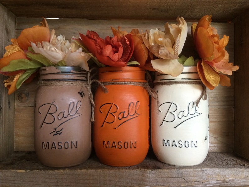 Mason Jar Vase Set. Fall Vase Set Fall Decor Farmhouse Etsy