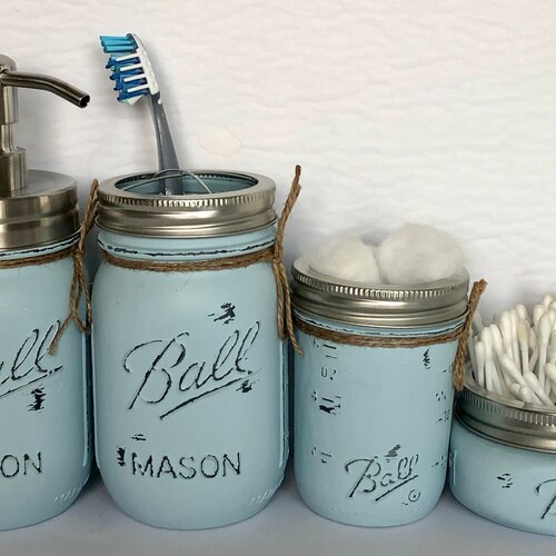 Desk Set Mason Jar Bathroom Set Farmhouse Bathroom Wedding Gift Rustic Home Decor Bathroom Set Vanity Set Country Decor Desk Set Mason Jar Bathroom Set Farmhouse Bathroom Wedding Gift Rustic Home Decor Bathroom Set Vanity Set Country Decor
