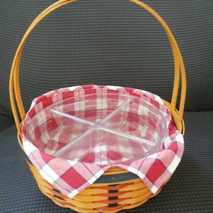 Vintage Longaberger CASSEROLE Basket with Handle, Plastic Divided Protector, and Liner . 2001
