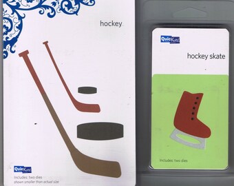 New Quickutz HOCKEY 4X4 2 Die Set and SKATE 2X2 Die 2 sizes of both sticks & pucks . FREE SHIPPiNG .  Works with Sizzix and Cuttlebug