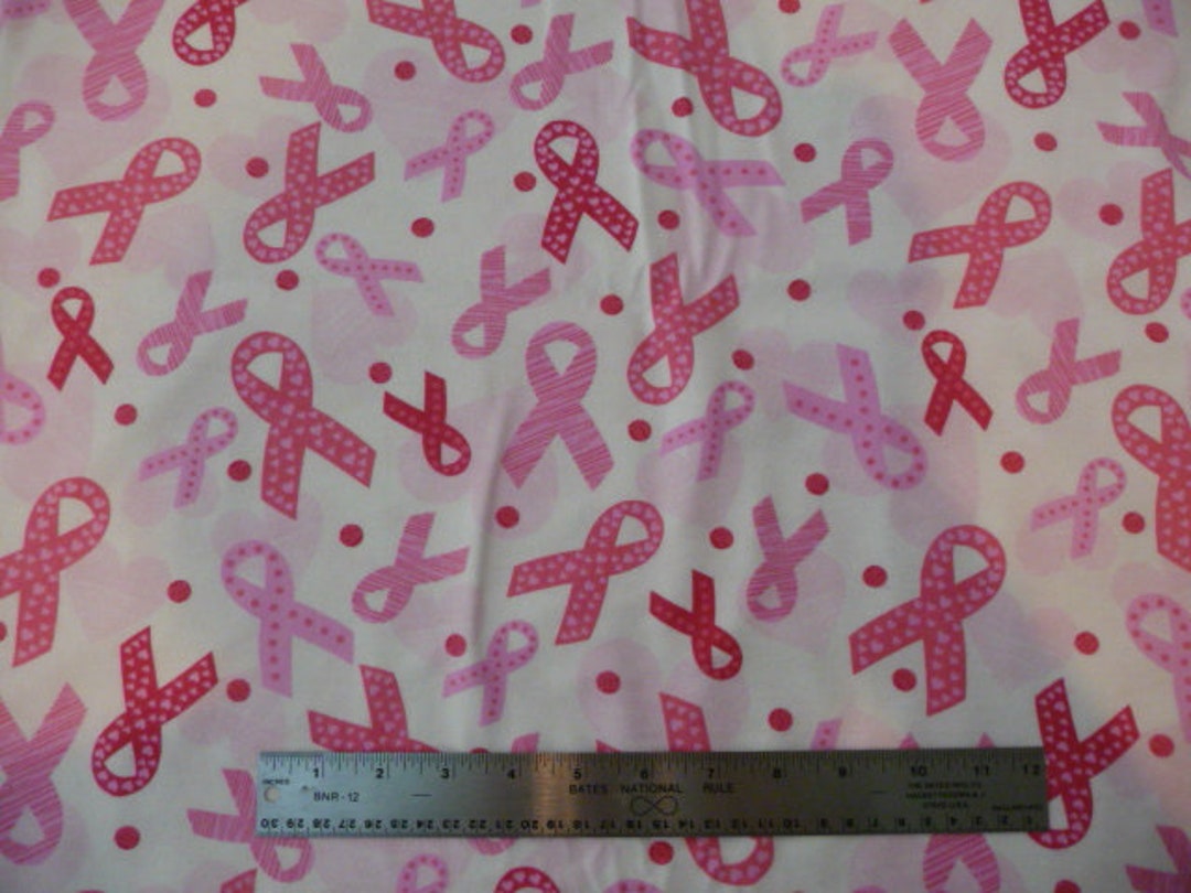 Tossed Pink Awareness Ribbons Fabric 1 Yard 43 Wide Etsy