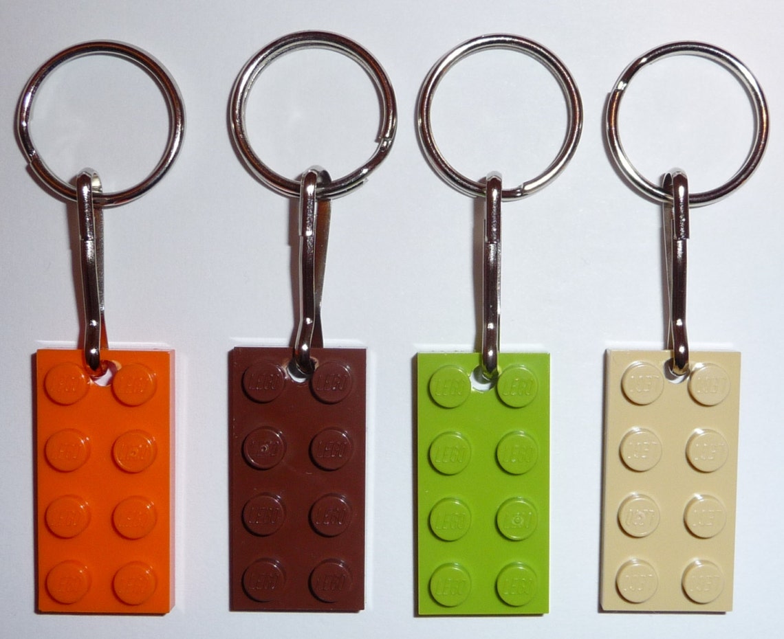 Lot of 4 LEGO Custom KEY CHAINS Orange Brown Green Tan Great Etsy