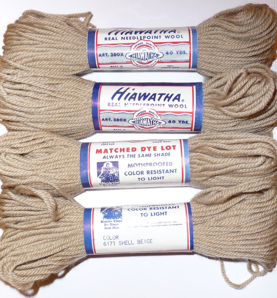 4 Skeins Vintage HIAWATHA Real Needlepoint Wool . Shell Beige . Tan ...