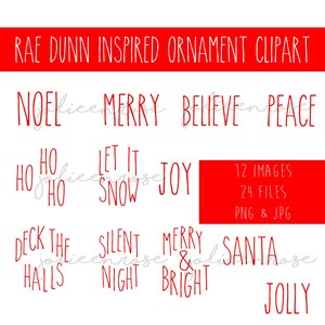 Rae Dunn Inspired Christmas Ornament, Wood Slice Ornament Bundle, Ornament Clipart Bundle, Christmas png, Christmas clipart