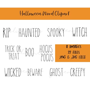 Rae Dunn Halloween Clipart, Halloween png, Rae Dunn Word art, Halloween Clipart Bundle, Halloween svg