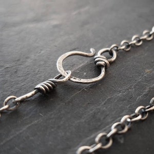 18-36 inch sterling silver chain, handmade rustic clasp, oxidised chain, antiqued chain,handmade silver swirl clasp, chunky chain, 925 chain
