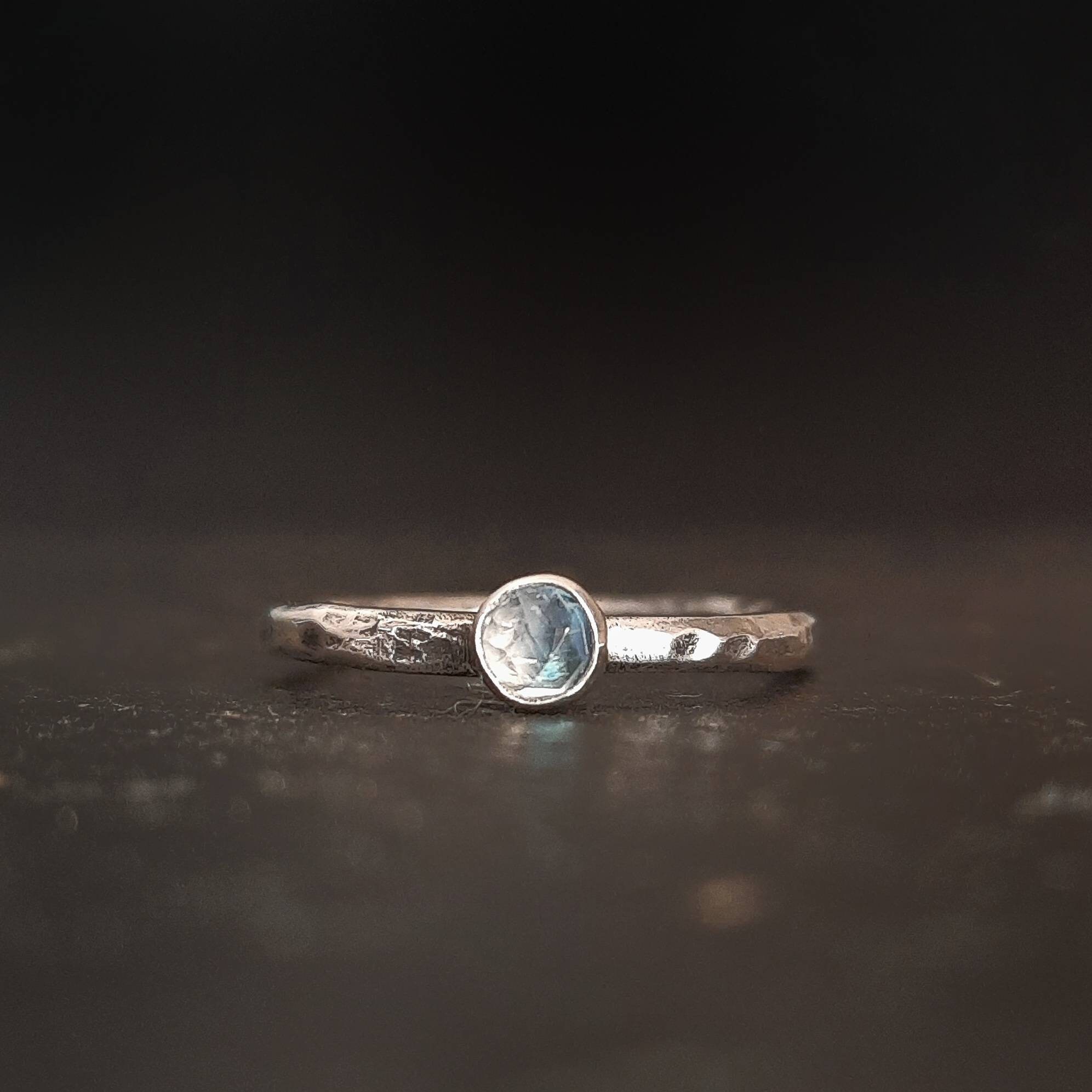 Moonstone 925 sterling silver stackable ring, rustic stack ring, moonstone ring, rainbow moonstone silver ring, handmade ring, UK size N