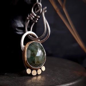 Natural emerald pendant, sterling silver pendant with green gemstone, gold pendant with emerald stone, made for her, small emerald pendant