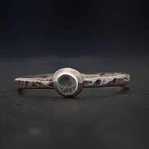 Silver pebble stack ring, handmade rustic thin silver band,hammered ring,Viking ring, made to order