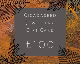 Gift card, gift voucher for Cicadaseed jewellery, gift for her, birthday gift, christmas gift, e-voucher, jewellery gift voucher, bespoke