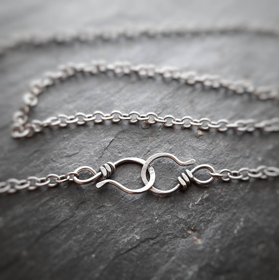 Double Hook Rustic Sterling Silver Chain 18 20 22 24 28 34, Oxidised 925  Chain 