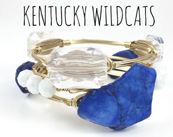 University of Kentucky Wildcats Game Day Wire Wrapped Bangles Set - Wire Jewelry - Gift For Her - Gift Under 50 - Courtney And Courtnie