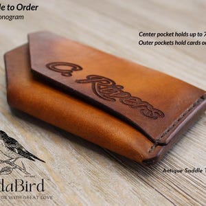 Cartera minimalista de cuero personalizada hecha a mano de Oran - MONOGRAMA GRATIS