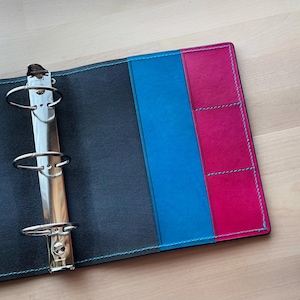 Dolan - A5 Bifold Leather Three Ring Mini Binder - Engraved or Embossed Monogram