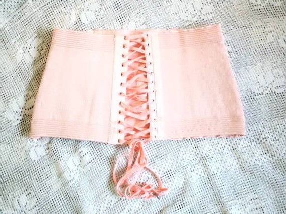 Boned Corset Unused, French 1940s Peachy Pink Gird