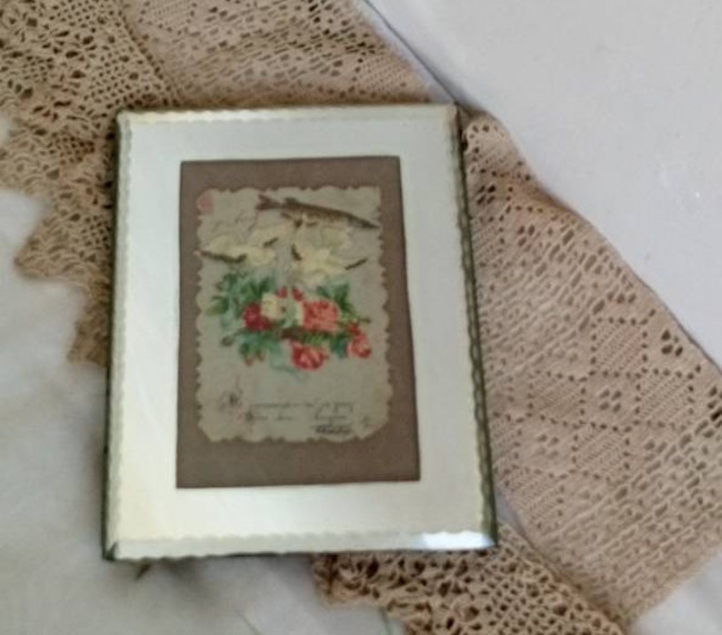Small Mirror Glass Frame With Bevelled Edge For Photo Or Picture Shabby French Vintage