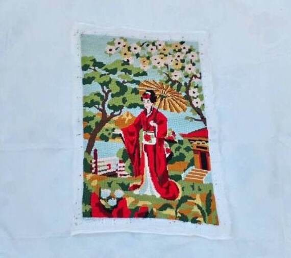 Tapisserie Japonaise de Dame, Fille Vintage Geisha d'aiguille, Art Oriental Mur Modèle