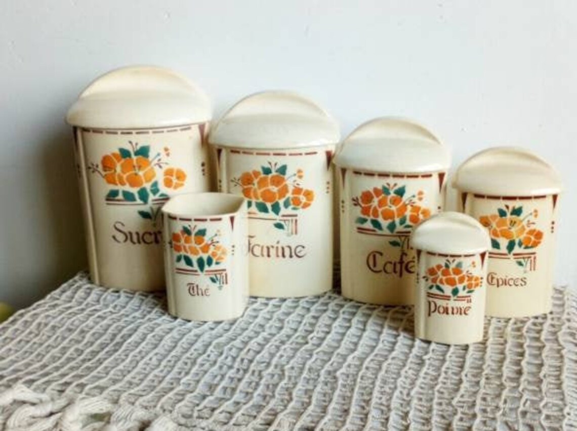 Keramik Vorratsdosen Art Deco Blumen Küchenkanister | Etsy