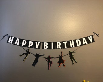 birthday banner video game birthday virtual gamer party - fortnite personalized birthday banner
