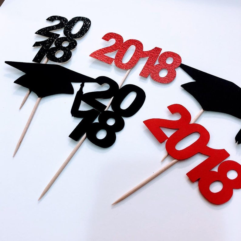 Graduation Cupcake Toppers Graduation Hat Cupcake Toppers Etsy