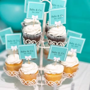 Baby & Co. cupcake toppers, Baby and Co. baby shower, Set of 12